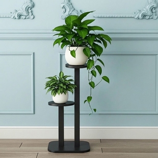 花盆架客厅吊兰架简约现代花几单脚钢木架阳台花盆置物架落地花架