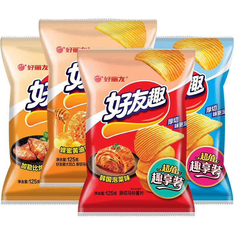 好丽友好友趣薯片125g超大包韩国泡菜味蜂蜜味膨化休闲小吃零食品