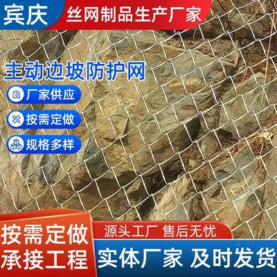 网塑主动被动边坡防护覆SNS柔网性防护网宾庆环形护坡山体滑坡钢