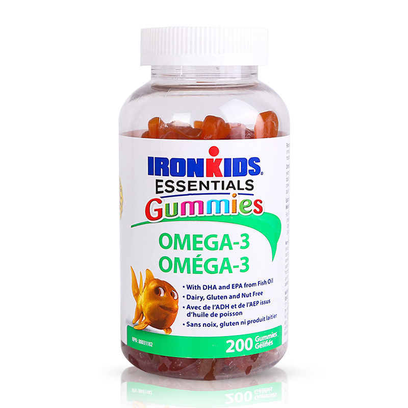 加拿大ironkids小铁人鱼油儿童DHA明目健脑视力营养品软糖200粒