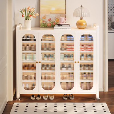 室内收纳带门防尘鞋架