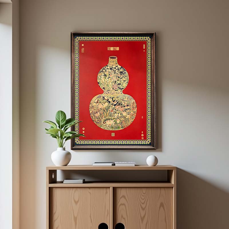 客厅沙发后落地画吉祥福禄装饰画