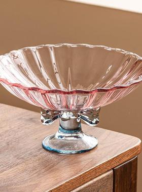 高25JS03-0领结大果盘值客厅茶脚家几用零食茶点盘高颜摆盘玻璃水