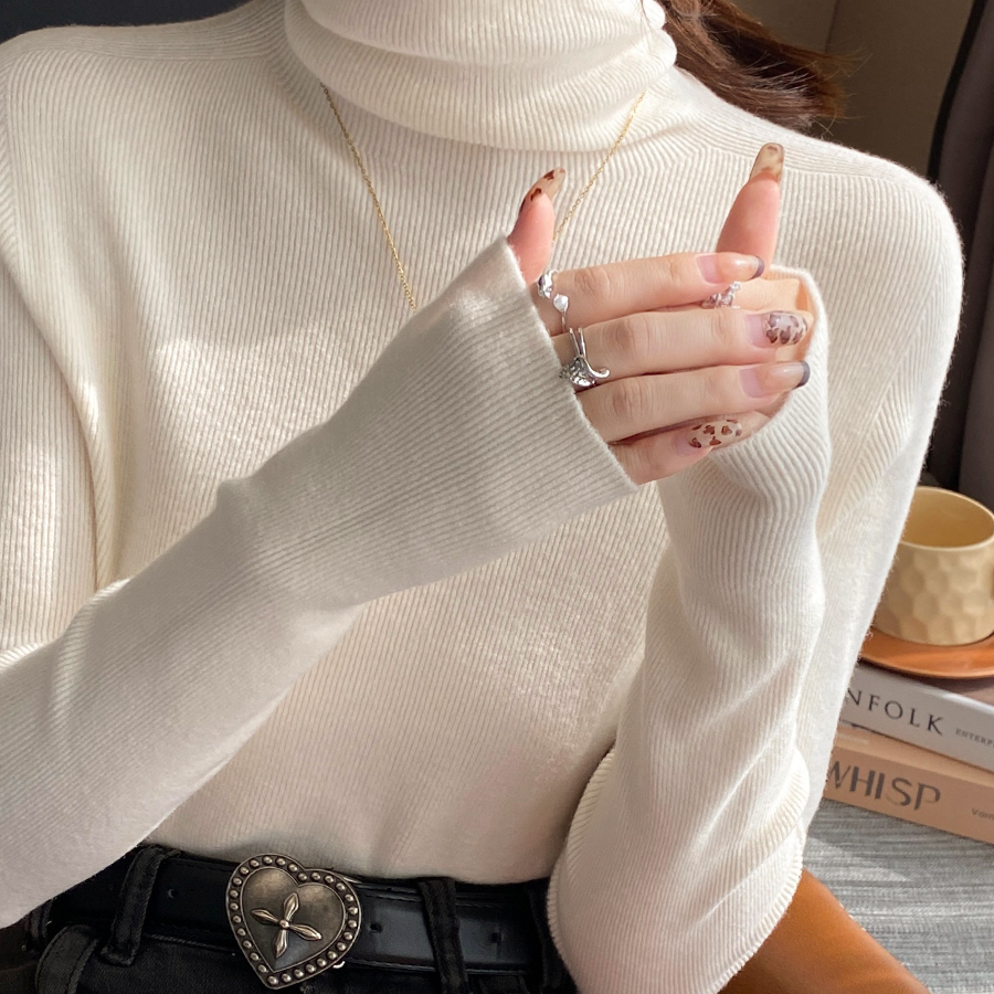 高领高级感修身软糯羊毛针织上衣