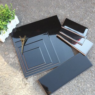 小瓷砖亮光黑10X10釉面瓷砖15X15纯黑色墙砖20X20地砖30X30