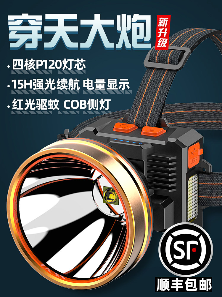 铭久超亮强光头灯充电户