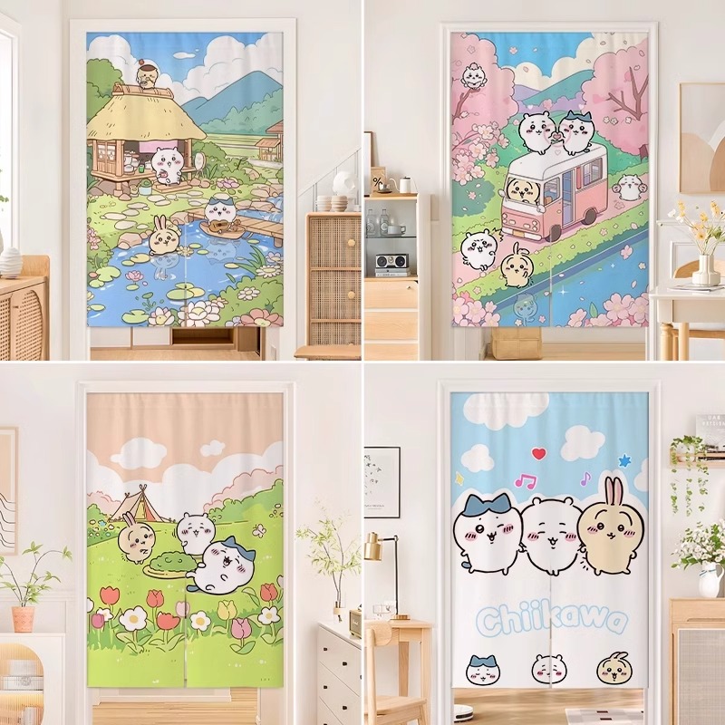 卡通乌萨奇吉伊卡哇门帘2025新款高档隔断帘免打孔卧室厕所遮挡帘