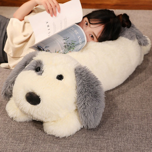 可爱白色狗狗陪睡玩偶睡觉抱公仔毛绒玩具女孩布娃娃床上抱着睡