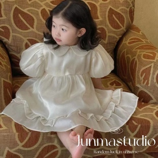 以个品牌童装女童女宝儿童夏装新款韩版甜美流光娃娃裙短袖连衣裙