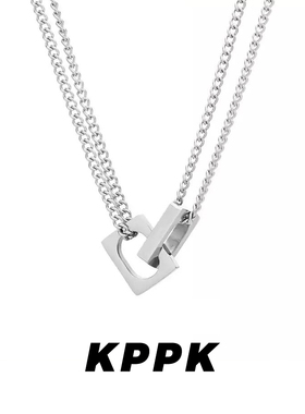 环环相扣项链男生潮高级感简约百搭双环锁骨链