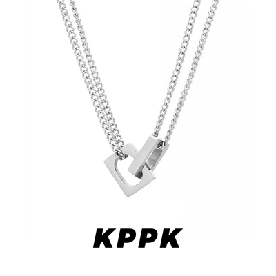 环环相扣项链男生潮高级感简约百搭双环锁骨链