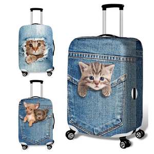 行旅箱保护套牛仔口袋猫咪拉杆箱套旅行登机行李箱防尘弹力罩耐磨