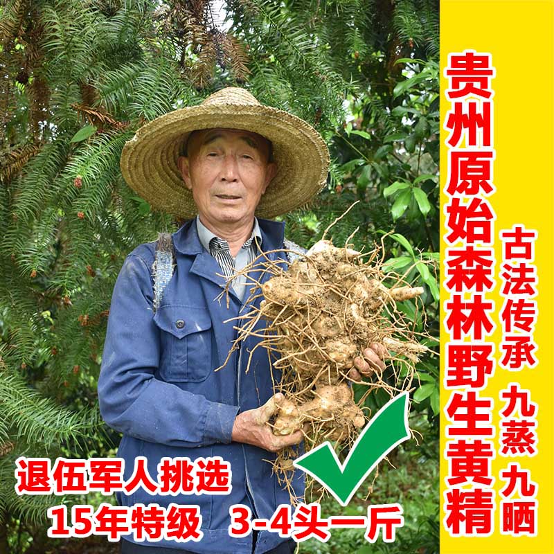 野生黄精九蒸九晒正品干货中药材500g泡酒滇熟鸡头黄精茶膏非新鲜