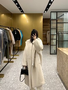 2025秋冬款泰迪熊大衣teddy廓形中长款 奶油白保暖显瘦皮草外套女