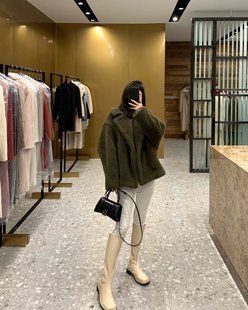 25纪念款 Teddy短款机车泰迪大衣羊驼毛立领廓形羊毛显高皮草外套