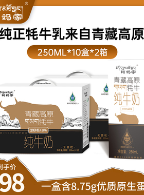阿妈家青海祁连山牦牛纯牛奶送礼长辈高原耗牛奶250ml*10盒*2箱