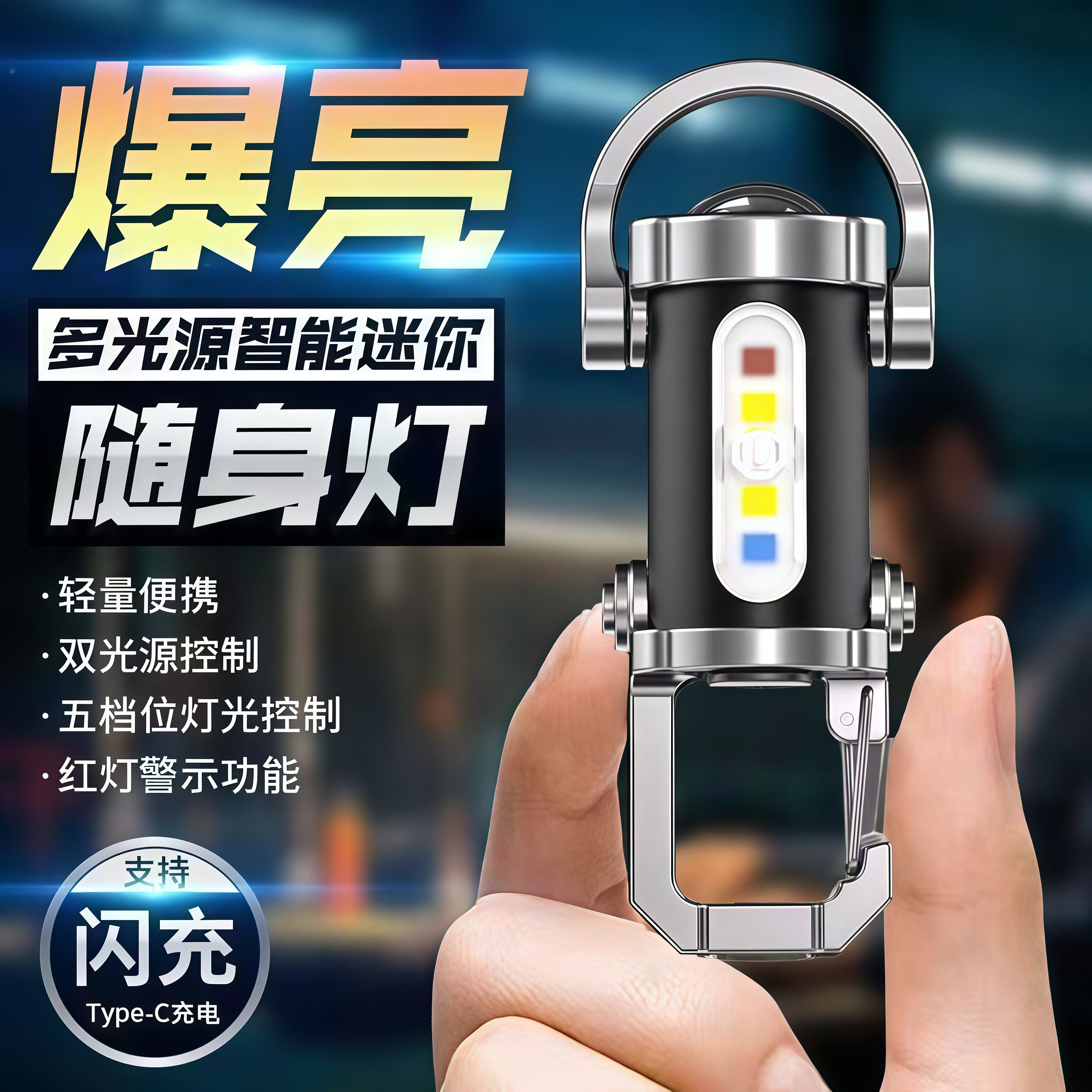 防水迷你便携应急钥匙扣手电筒