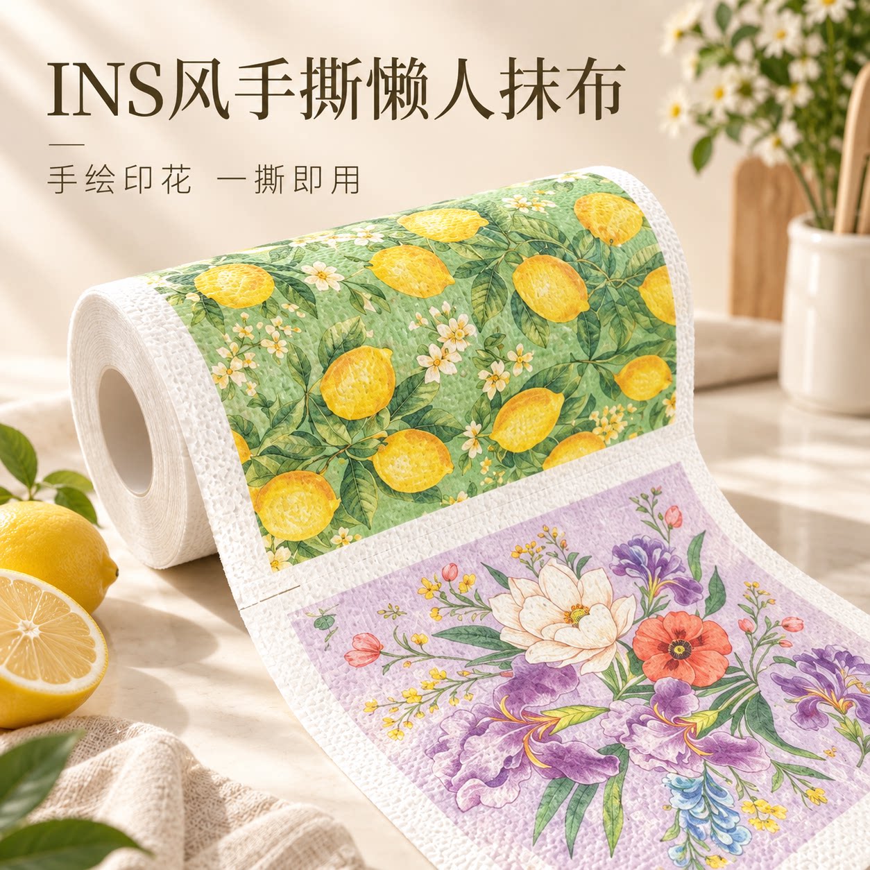 复古手撕超纤干湿两用抹布卷