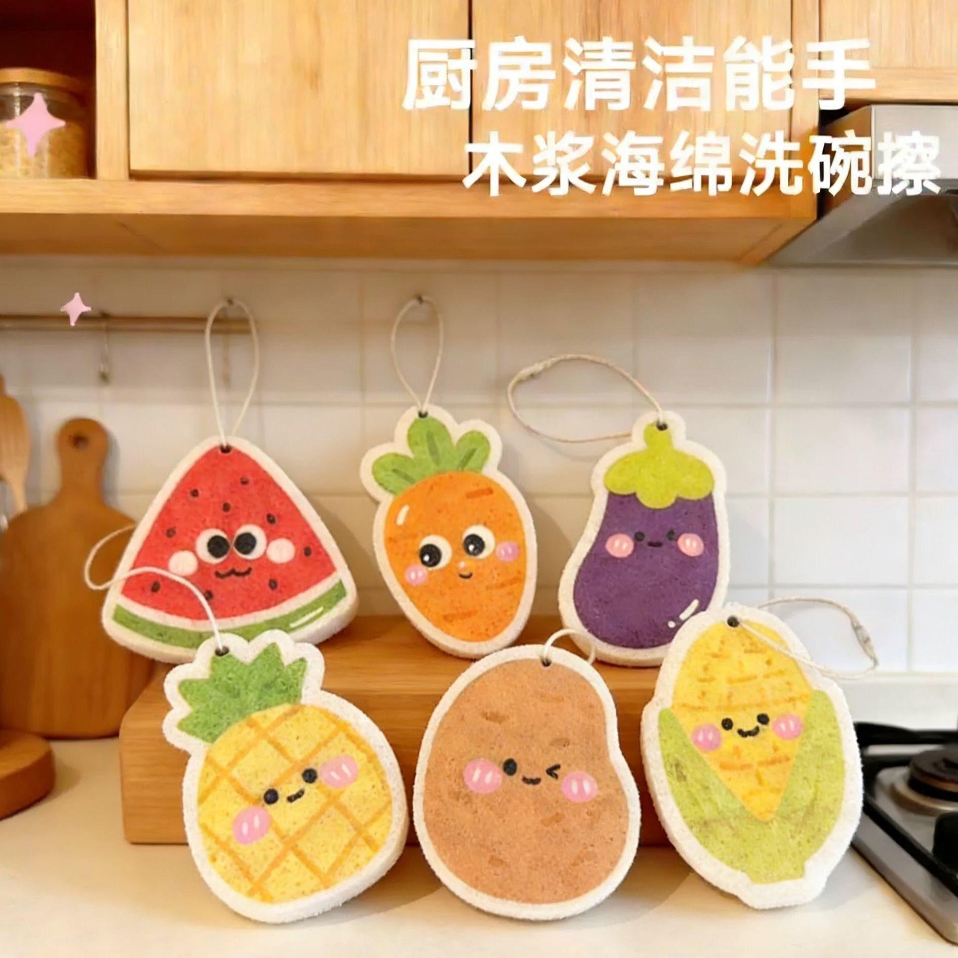 蔬菜水果木浆海绵吸水不挂油