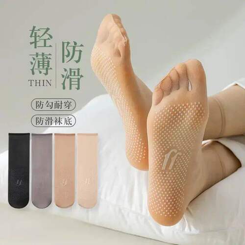 夏季女防勾丝无痕中筒水晶袜