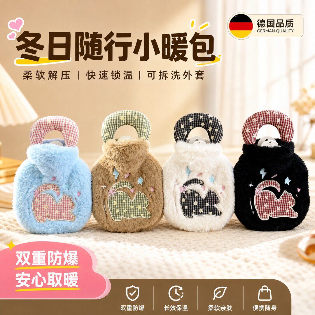 猫咪卡通注水热水袋暖手热敷