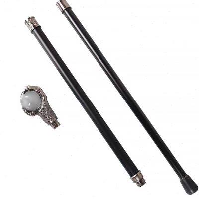 银色龙爪水晶球舞台霸气拐杖老人绅士权杖万圣节金属防滑脚套男女