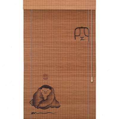 CR9俪居智品 碳化色印花竹帘卷帘窗帘门梅兰竹菊装饰玄关隔断中式