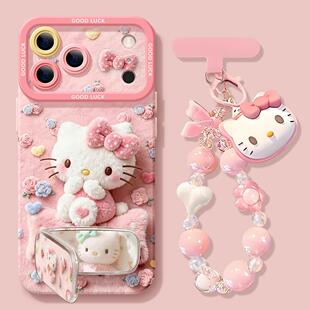 适用iphone17pro毛绒kt猫手机壳苹果16pro保护套15plus/14promax硅胶12/11/xr软se17air可爱13pro女款xsmax