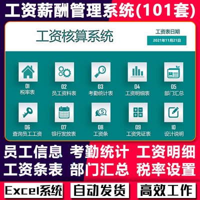公司工资薪酬管理系统自动个税工资条核算表人事财务excel表格