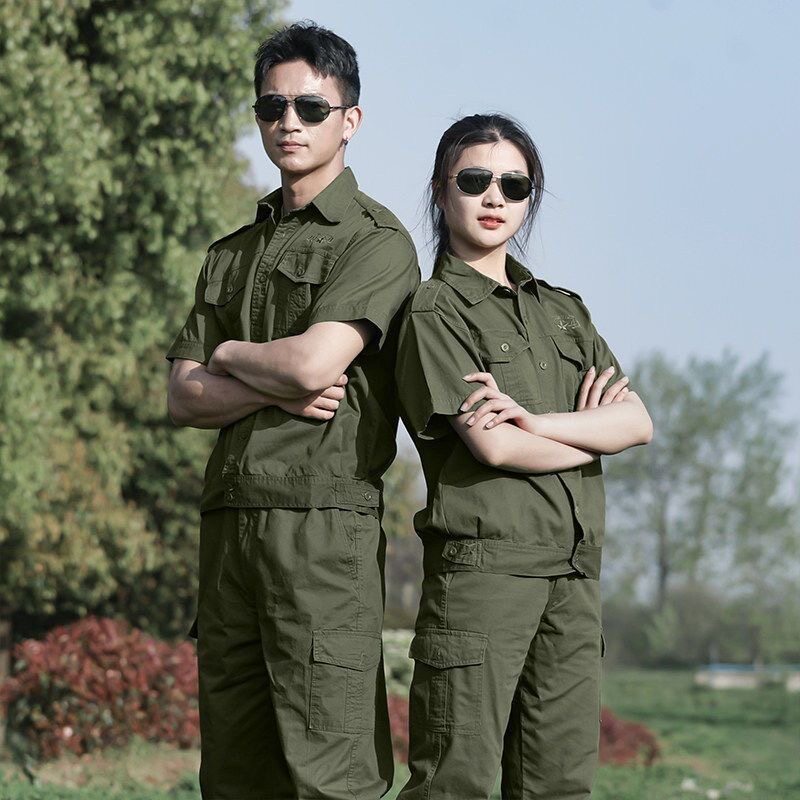 夏季薄款透气工作服套装男女款短袖工作服耐磨耐脏劳保服