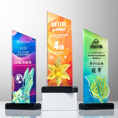新款水晶奖杯定制高档大气创意炫彩奖牌定做优秀员工冠军团队