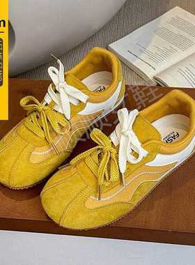 正品皮小白鞋芭款蕾风32953德训鞋女2025新平底透气薄款运孕妇动