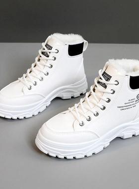 无品牌/225202冬季高帮女鞋保暖绒厚4底增K高韩版ins学生加绒棉鞋