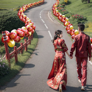 结婚气球路引牌农村风车室外婚礼庆院子用品大全迎宾装饰布置路边