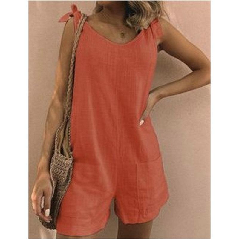 Patched Fashion Jumpsuit Cotton Linen Jumpsuit Loose and