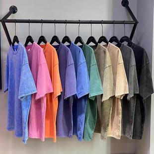 shirt cotton collar retro couple loose Washed pure