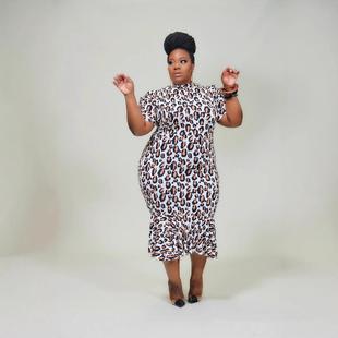 fit dress womens fat slim Sexy print leopard girl woman