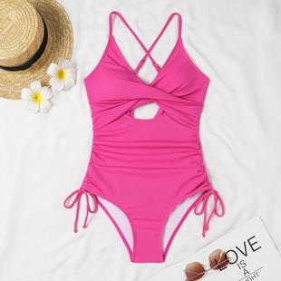 hollow bikini deep color cross matching triangle swimsuit