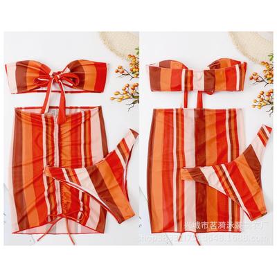 swimsuit three-piece bikini sexy tie-string top tube skirt