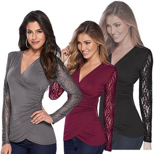 front fit long sleeved zipper Womens slim lace neck