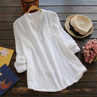 color cotton and size tops loose three shirt long linen