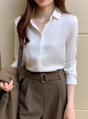 Satin long-sleeved shirt for women light-mature