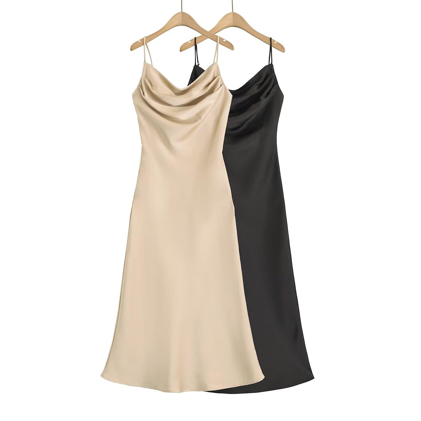 dress Sexy slim slouch waist satin backless suspender