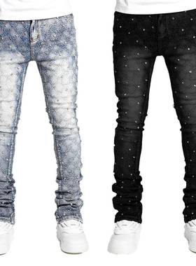 ss purples jeans men denim pants distressed slim fitting