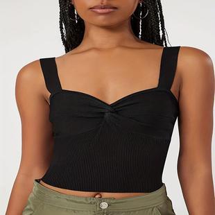 top tube bottoming layered sleeveless V-neck knot twisted