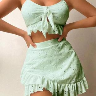 piece swimsuit three Hip two lace beach skirt