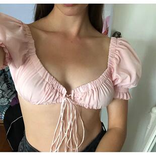 sexy corset lace-up club crop wear casual front color