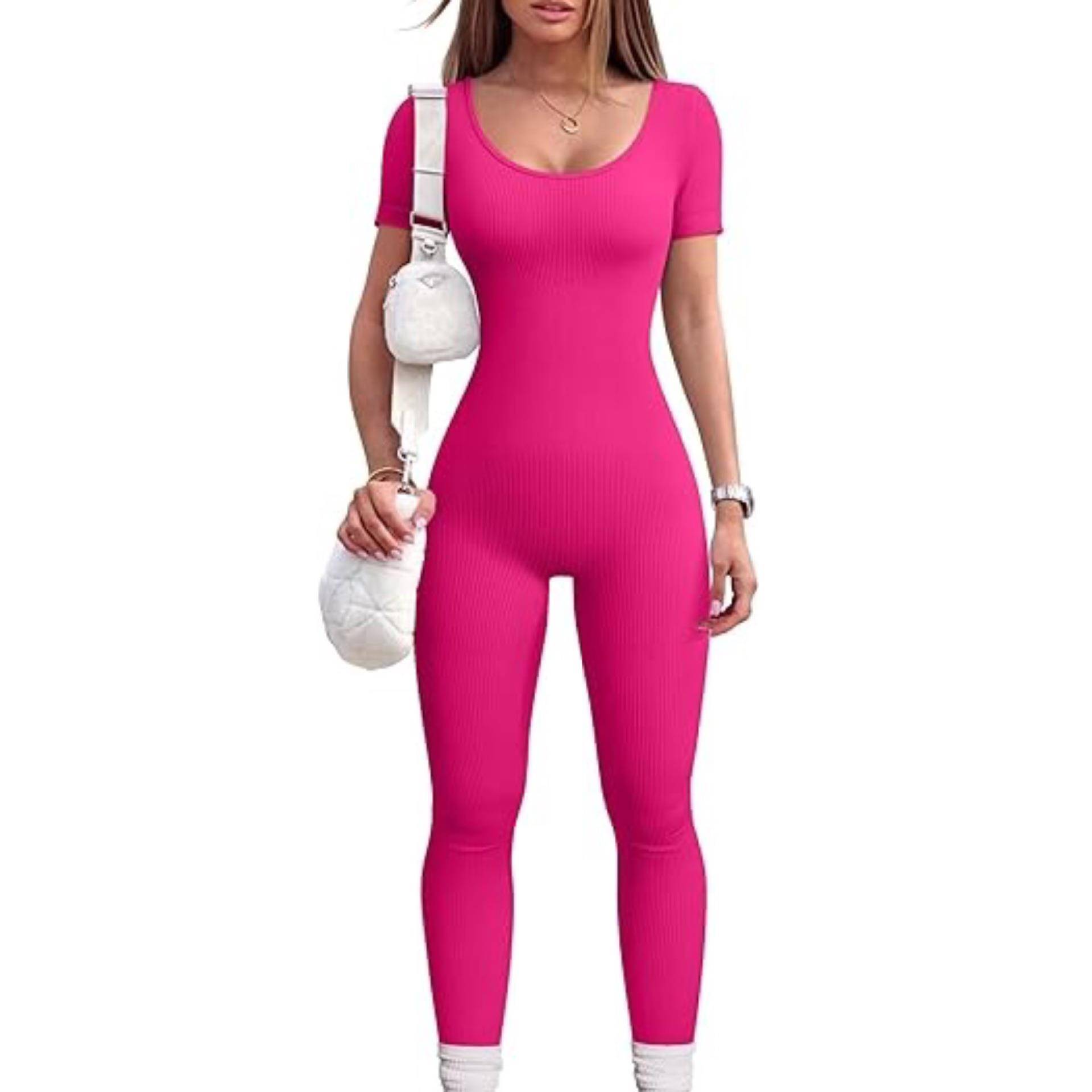 Womens Yoga Short Jumpsuit Round Pants Bodysuit Workout