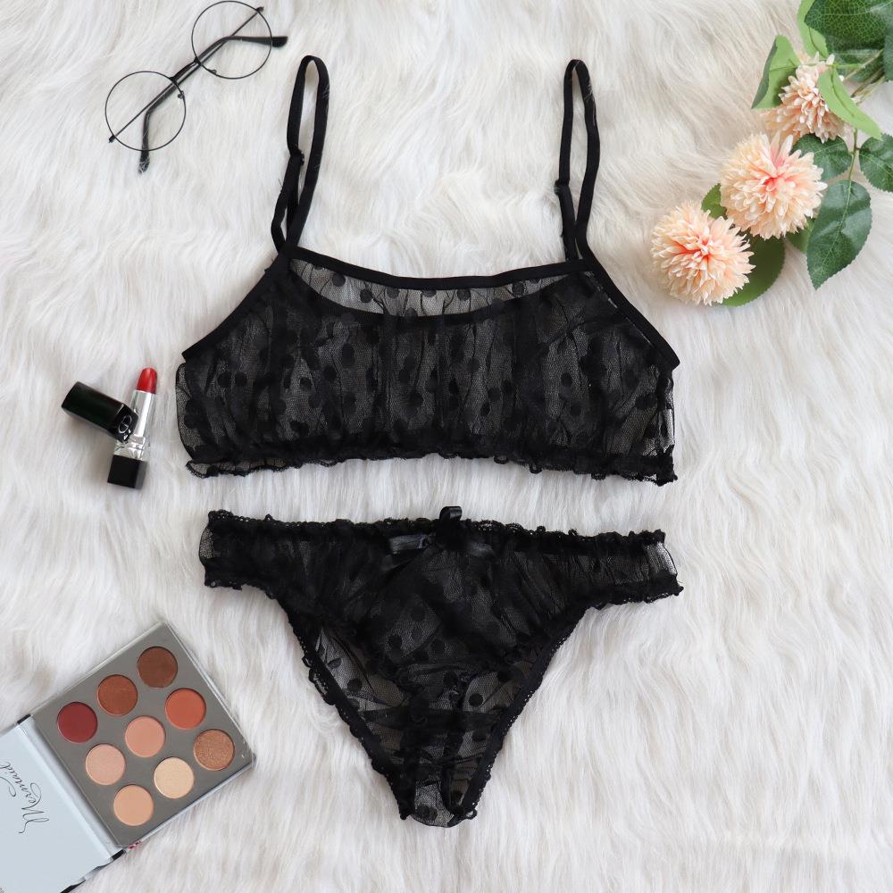 polka lingerie lingerie mesh transparent set piece