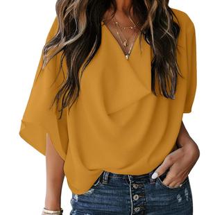 casual fashionable for shirts tops loose women neck